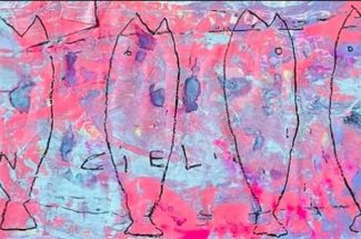 ZUT (AKA Julie Touchette)L'ARC EN CIELOriginal ~ Mixed Media on Wood