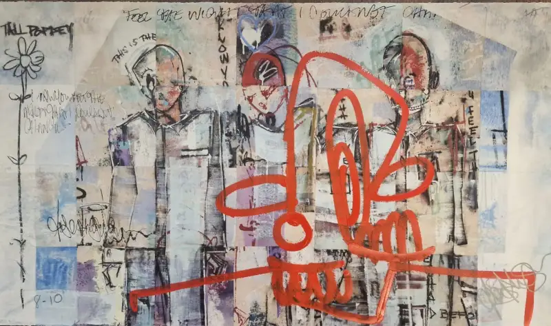 Click Here To Enlarge This Photo Of Tall Poppy Hand Embellished print #8