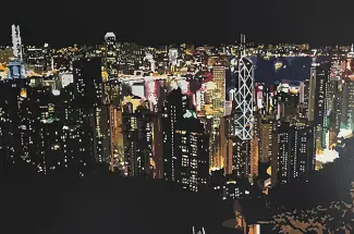 Alicia DubnyckyjVictoria Peak at NightOriginal ~ Mixed Media on Board