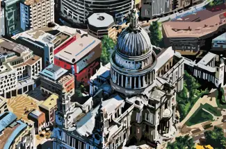 Alicia DubnyckyjAbove St PaulsOriginal ~ Mixed Media on Board