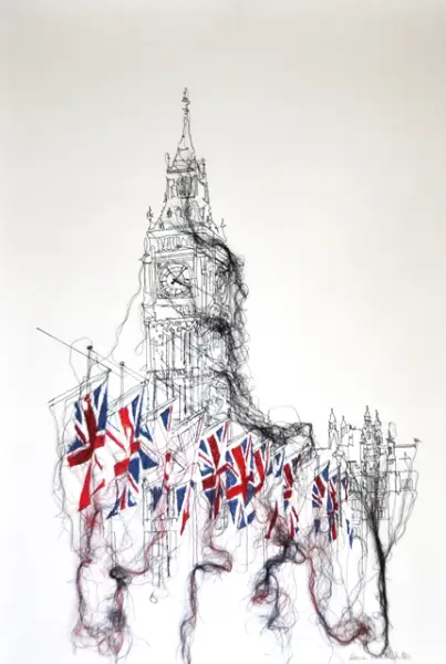 Click Here To Enlarge This Photo Of Elizabeth Tower and Flags - Donna Rumble Smith