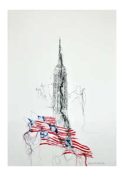 Click Here To Enlarge This Photo Of Empire State and Flags - Donna Rumble Smith