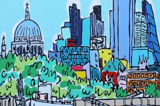 Rachel TigheSunny South Bank WalkOriginal ~ Acrylic on Canvas
