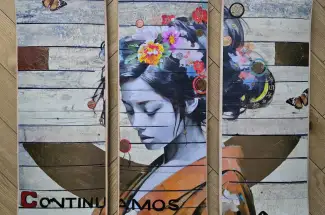 Gareth Tristan Evans &lpar;aka The Trunk of Funk&rpar;Golden Skate deck TrioMixed Media 