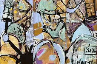 Joseph GilgunBattle Of The EightsOriginal ~ Acrylic on Patchwork Canvas