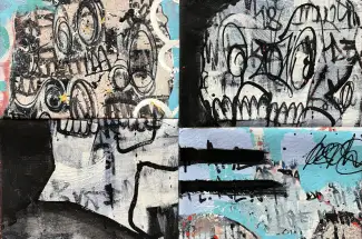 Joseph GilgunSide ProfileOriginal ~ Acrylic on Cotton Patchwork Canvas