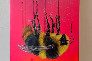 Louise McNaughtFalling Early Bumblebee - Skatedeck SeriesOriginal ~ Mixed Media Skatedeck