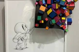 Damilola OdusoteLarge Cube Right Side 50 TROriginal ~ Mixed Media Wall Sculpture