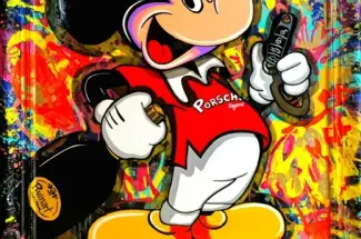 Eddy VitaloneMickey Va Feter Sa Nouvelle PorscheOriginal ~ Mixed Media on Canvas