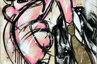 Geraldine MorinPINK WHOOriginal ~ Mixed Media on Canvas