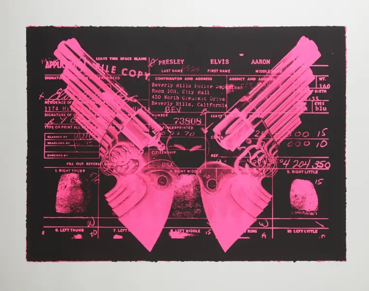 Click Here To Enlarge This Photo Of It's Elvis Fucking Presley's Gun by Russell Marshall - Framed