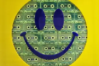 TBOYCassette SmileyOriginal ~ Mixed Media on Board