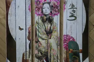 Gareth Tristan Evans &lpar;aka The Trunk of Funk&rpar;Golden Skate deck TrioMixed Media 