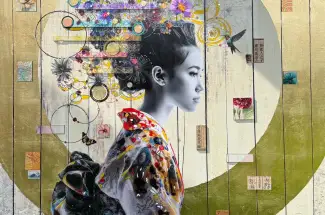 Gareth Tristan Evans &lpar;aka The Trunk of Funk&rpar;Silver Rain in LayersArt on Canvas