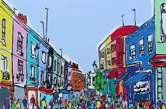Rachel TigheCrowded PortobelloOriginal ~ Acrylic on Canvas