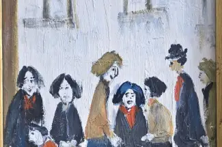 David HentyAfter Lowry 'Figures in the Street'Original - Oil on Board