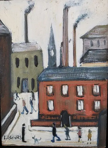 Click Here To Enlarge This Photo Of After Lowry 'Factory scene with Chimney'