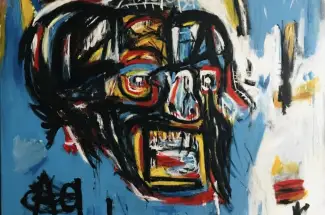 David HentyUntitled SkullOriginal Oil and Pen Stick