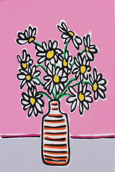 Click Here To Enlarge This Photo Of Daisys on Pink