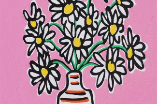 Rachel TigheDaisys on PinkOriginal - Acrylic Paints on Canvas