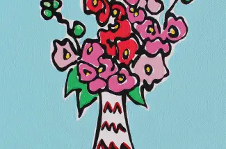 Rachel TighePink HolyhocksOriginal - Acrylic Paints on Canvas