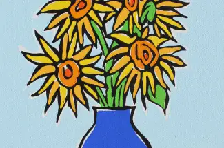 Rachel TigheSunflowers and StripesOriginal - Acrylic Paints on Canvas