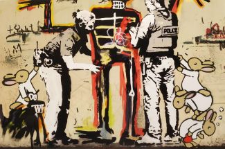 ArchiveInstant Karma (x Jean-Michel-Basquiat x Banksy) Tan - Harry BunceSigned Limited Edition