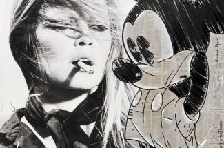 Geraldine MorinBardot and MickeyOriginal Artwork ~ Mixed Media on Canvas