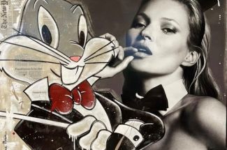 Geraldine MorinKate Moss and Bugs BunnyOriginal ~ Mixed Media on Canvas
