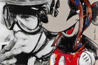 Geraldine MorinSteve McQueen and MickeyOriginal ~ Mixed Media on Canvas