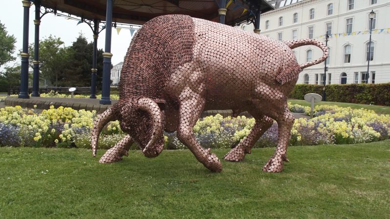 Click Here To Enlarge This Photo Of Life Size Bull Penny Sculpture