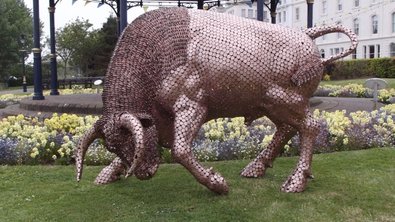 Click Here To Enlarge This Photo Of Life Size Bull Penny Sculpture
