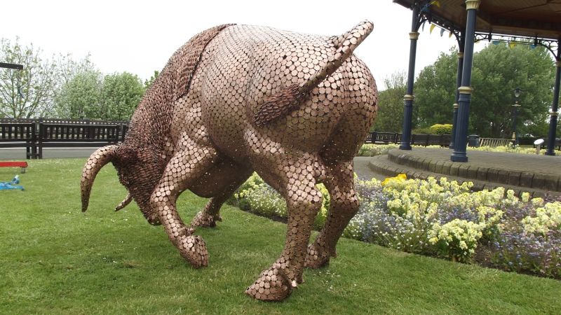 Click Here To Enlarge This Photo Of Life Size Bull Penny Sculpture